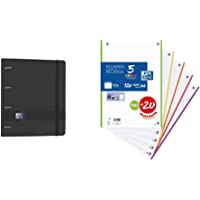 Oxford Europeanbinder- Carpeta de Anillas Polyfoam con Recambio 100 Hojas- A4+ Cuadrícula 5x5- Color Negro + Hojas…